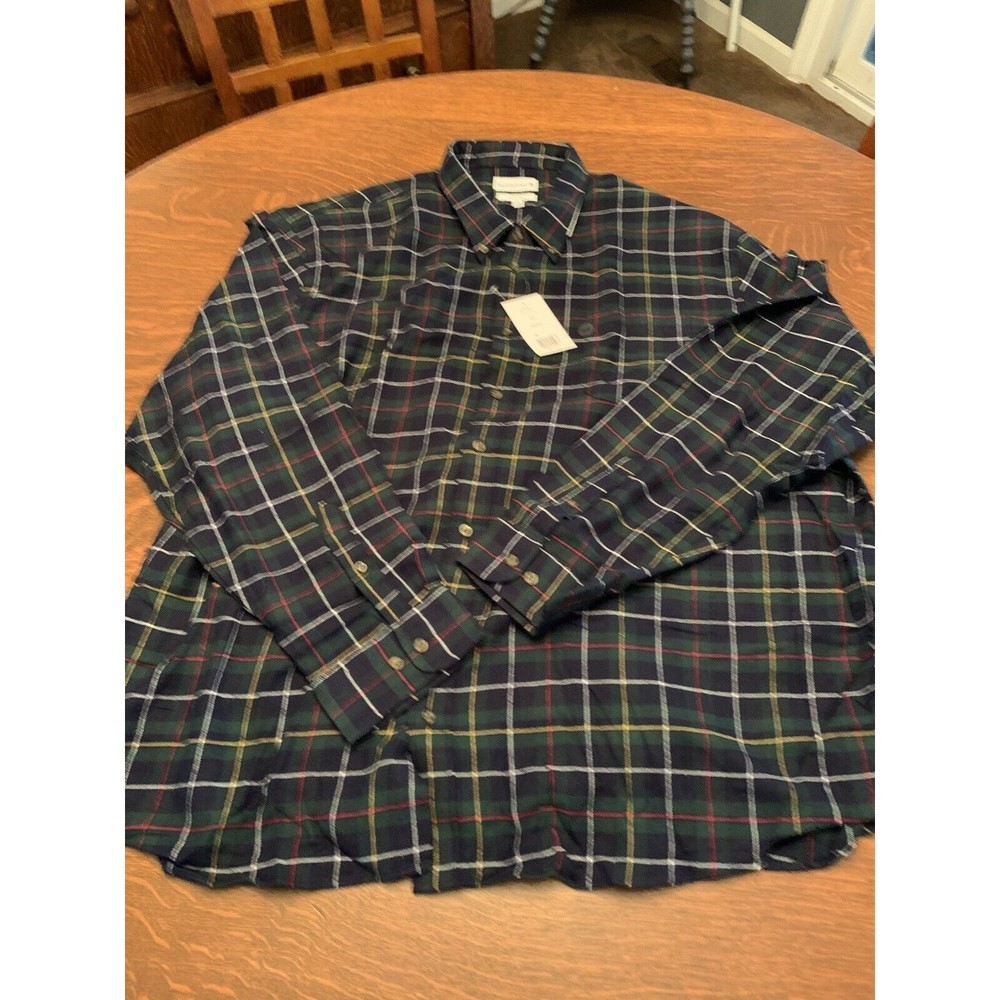 Saddlebred Men Long Sleeve Green Plaid Flannel Button Down Shirt 4XL NWT 0086